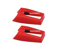 Aguja de tocadiscos de 2 unidades, limpiador de agujas, tocadiscos para tocadiscos de vinilo, bolígrafo de repuesto rojo rubí, tocadiscos de vinilo, cepillo de aguja para agujas de disco