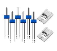 Aguja Doble para Maquina de Coser,Aguja Doble,Aguja Doble Con 2 Piezas De Prensatelas Pintuck De 9 Surcos Para Máquina De Coser,Aguja Gemelar,Agujas Dobles,Pie prensador universal,2/90 3/90 4/90