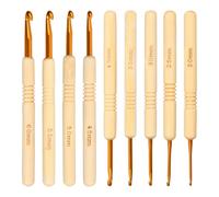 Agujas Crochet, Ganchillos Crochet Mangos ErgonóMicos De Madera, Ganchillo 9 TamañOs (De 2,0 Mm A 6,0 Mm), Para Labores De Punto Y Ganchillo, Ideal Tanto Para Principiantes Como Para Expertos