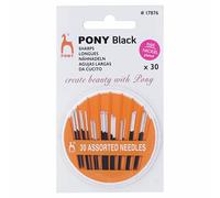Agujas de coser a mano de pony: variado: negro con ojo blanco: afilados: surtidos