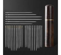 Agujas de coser de acero inoxidable de apertura lateral, 30 piezas, juego de varios tamaños para coser a mano, fijación elástica y tapicería ligera (B)