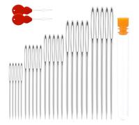 Agujas de coser de ojo grande, 25 agujas de bordado de acero inoxidable con 2 enhebradores de aguja, agujas de punto de cruz para coser a mano (5 tamaños)