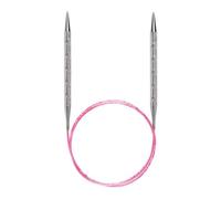 Addi Aguja de Punto, Metal Plástico, Rosa/Plateado, 80cm, 2.00mm