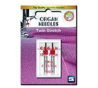 Agujas Gemelas Organ Twin Stretch Tamaño 75/.25 para Máquina de Coser Brother, Janome, Singer.