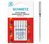 SCHMETZ - Agujas para máquina de coser | 5 Agujas para Bordar | 130/705 H-E | Grosor de la aguja 90/14