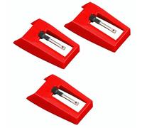 Agujas Para Tocadiscos, 3 Piezas de Aguja de Repuesto Universal para Tocadiscos de Zafiro,Tocadiscos de Diamante Duradero para Tocadiscos de Vinilo,Accesorios de Reemplazo de Agujas(Rojo)