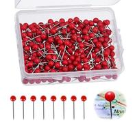 Agujas rojas, 200 agujas para tablón de anuncios, mapamundi, tablón de anuncios, tarjeta roja pequeña, agujas para pulgar, chinchetas, con caja transparente, para marcar, DIY, tableros de corcho,