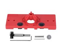 Agujero de la bisagra sierra Jig ABS Guía de perforación de bisagra oculta Herramienta del colocador del locator para taladro de banca Máquinas de perforación vertical de (Rojo)