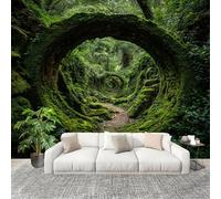 Agujero Del áRbol Del Bosque de FantasíA Fotomurales Pared Papel Pintado 400x280 cm Verde Tejido No Tejido Fotomurales Dormitorio Para la sala Decoración de pared tipo póster Fondo De Pantalla