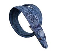 AGUTALITHIC Cinturón a Presión Patrón De Cocodrilo En Relieve Hebilla con Cabeza De Cocodrilo Grabada Cinturones De Cuero para Trabajo Formal O Vaqueros Informales(115cm/45, Blue)