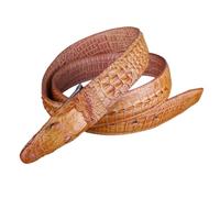 AGUTALITHIC Cinturón a Presión Patrón De Cocodrilo En Relieve Hebilla con Cabeza De Cocodrilo Grabada Cinturones De Cuero para Trabajo Formal O Vaqueros Informales(115cm/45, Orange)