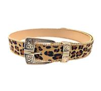 AGUTALITHIC Cinturón con Estampado De Leopardo Cinturones con Tachuelas Hebilla Metálica Dorada Relieve Floral Western Grabado Correa(105cm/41, Brown)