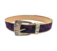 AGUTALITHIC Cinturón con Estampado De Leopardo Cinturones con Tachuelas Hebilla Metálica Dorada Relieve Floral Western Grabado Correa(105cm/41, Purple)