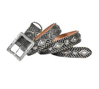 AGUTALITHIC Cinturón con Estampado De Serpiente Tachuelas Piramidales Cuadradas Y Remaches De Flores Cinturones De Piel De Vacuno Hebilla Vaquera Grabada(120cm/47, Black)