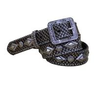 AGUTALITHIC Cinturón con Estampado De Serpiente Tachuelas Piramidales Cuadradas Y Remaches De Flores Cinturones De Piel De Vacuno Hebilla Vaquera Grabada(130cm/51, Gray)