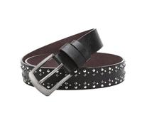 AGUTALITHIC Cinturón con Tachuelas Gótico Punk Rock Cinturones De Cuero Sintético con Doble Hilera Remaches Redondos Metálicos Brillantes Y Cuadrados De Cuatro Mordazas(115cm/45, Black)