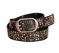 AGUTALITHIC Cinturón con Tachuelas Metal Punk Rock Gótico Cinturones De Cuero con Remache Redondo Irregular Brillante para Jeans, Pantalones Y Vestidos(100cm/39, Black)