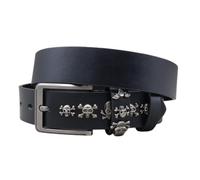 AGUTALITHIC Cinturón con Tachuelas Rock Punk Calavera Y Huesos Cruzados Remaches Western Hecho a Mano Cinturones De Cuero Hebilla para Hombres O Mujeres(115cm/45, Black)