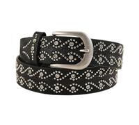 AGUTALITHIC Cinturón con Tachuelas Y Rhinestone 2 Files Remaches Redondos con Diseño Floral Punk Rock Cinturones con Hebilla Resistente a Arañazos(105cm/41, Black)