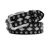AGUTALITHIC Cinturón De Cuero con Forma De Diamante Tachuelas Talladas Cinturones De Cuero Remaches Decorativos Estilo Punk Rock(125cm/49, B)