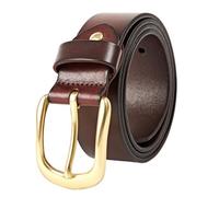 AGUTALITHIC Cinturón De Cuero De Grano Completo para Hombres Mujeres Correa Casual 38mm De Ancho Hebilla De Oro Ovalada para Un Uso Suave(105cm/41, Brown)