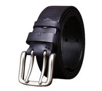 AGUTALITHIC Cinturón De Cuero De Ojal para Hombres Mujeres Cinturones De Alta Resistencia 3,8 Cm De Ancho Doble Punta Hebilla Estilo Retro(105cm/41, Black)