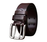 AGUTALITHIC Cinturón De Cuero De Ojal para Hombres Mujeres Cinturones De Alta Resistencia 3,8 Cm De Ancho Doble Punta Hebilla Estilo Retro(110cm/43, Coffee)