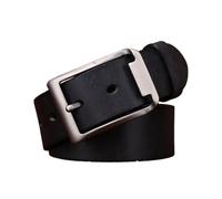AGUTALITHIC Cinturón De Cuero Desgastado Cinturones con Hebilla Plateada Cuadrada Grande Y Resistente 3.8cm De Ancho Correa Vintage para Vaqueros Y Pantalones(110cm/43, Black)