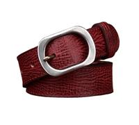 AGUTALITHIC Cinturón De Mujer con Costuras para Vaqueros, Vestidos Y Pantalones Correa De Cuero De 3cm De Ancho Cinturones con Elegante Hebilla De Plata Antigua(105cm/41, Reddish Brown)