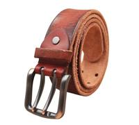 AGUTALITHIC Cinturón De Piel De Vaca Vintage De Doble Punta para Hombres Y Mujeres De Alta Resistencia Correa De Piel De Grano Completo De 2 Agujeros Cinturones(115cm/45, Reddish Brown)