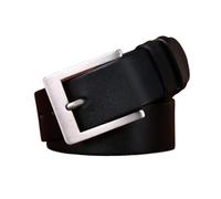 AGUTALITHIC Cinturón De Piel Flor para Hombre 3.8cm De Ancho Cinturones Piel De Vacuno Artesanal Hebilla Cuadrada De Titanio Plateado Sin Níquel(100cm/39, Black)