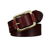 AGUTALITHIC Cinturón De Trabajo para Hombre Muy Resistente Cuero Genuino De Grano Completo Vintage Distressed Cinturones En Relieve Hebilla De Latón Macizo(115cm/45, Reddish Brown)