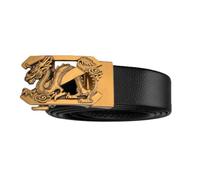 AGUTALITHIC Cinturón De Trinquete para Hombre Y Mujer Hebilla Automática con Hueco Dorado Grabado Western Z-Dragon Cinturones Grabada a Mano(120cm/47, Black)