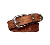 AGUTALITHIC Cinturón Fino con Costuras En Relieve para Mujer Hebilla Plateada con Grabado Floral 2.4cm De Ancho Correa De Cuero Cinturones para Pantalones Vaqueros(115cm/45, Brown)