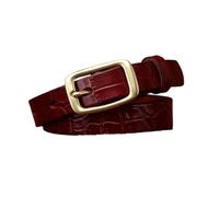 AGUTALITHIC Cinturón Fino con Estampado De Cocodrilo para Mujer 1.8cm De Ancho Correa para Pantalones Vaqueros Cinturones con Hebilla Dorada(95cm/37, Reddish Brown)