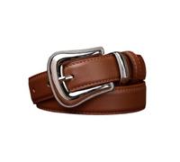 AGUTALITHIC Cinturón Fino Cosido para Mujer Vestido Vaquero 2.4cm De Ancho Correa De Piel Flor Cinturones con Western Hebilla Plateada Brillante (95cm/37, Brown)