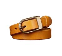 AGUTALITHIC Cinturón Fino De Cuero para Mujer 2.4cm De Ancho 5mm De Grosor Cinturones para Vaqueros, Pantalones Y Vestidos con Hebilla De Latón Macizo(100cm/39, Yellow)