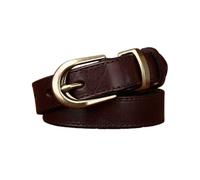 AGUTALITHIC Cinturón Fino De Cuero para Mujer Ajustable Y Delgado 2.4cm De Ancho Hecho a Mano Correa Cosida Cinturones con Hebilla De Latón Macizo para Vestidos Y Vaqueros(105cm/41, Coffee)