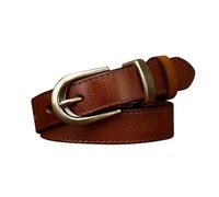 AGUTALITHIC Cinturón Fino De Cuero para Mujer Ajustable Y Delgado 2.4cm De Ancho Hecho a Mano Correa Cosida Cinturones con Hebilla De Latón Macizo para Vestidos Y Vaqueros(115cm/45, Brown)