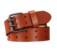 AGUTALITHIC Cinturón Hebilla De Doble Puntas, Correa De Cuero para Jeans con 2 Agujeros 3,2cm De Ancho Cinturones De Vestir para El Trabajo para Hombres Y Mujeres(120cm/47, Brown)