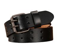 AGUTALITHIC Cinturón Hebilla De Doble Puntas, Correa De Cuero para Jeans con 2 Agujeros 3,2cm De Ancho Cinturones De Vestir para El Trabajo para Hombres Y Mujeres(120cm/47, Black)