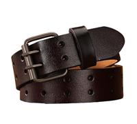 AGUTALITHIC Cinturón Hebilla De Doble Puntas, Correa De Cuero para Jeans con 2 Agujeros 3,2cm De Ancho Cinturones De Vestir para El Trabajo para Hombres Y Mujeres(110cm/43, Coffee)