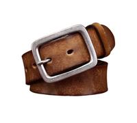 AGUTALITHIC Cinturón para Hombres Y Mujeres 5,5mm De Grosor Cinturones Desgastados para Vaqueros, Vestidos Y Pantalones Correa De Cuero con Hebilla Cuadrada Resistente(105cm/41, Brown)