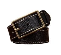 AGUTALITHIC Cinturón Repujado Costura Artesanal Cuero Auténtico Cinturones con Hebilla De Latón Macizo Ancho De 3.8cm Correa con Estampado De Cocodrilo(110cm/43, Black)