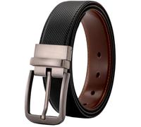 AGUTALITHIC Cinturón Reversible De Piel 3,4cm De Ancho Para Ocasiones Formales O Informales Diseño 2 En 1 Cinturones Con Hebilla Giratoria(120cm/47, Black)