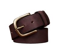 AGUTALITHIC Cinturón Vintage Hecho a Mano para Mujer Hombre Vaqueros, Vestidos Y Pantalones 3,8cm De Ancho Correa De Cuero Cinturones con Hebilla De Latón Macizo(115cm/45, Coffee)