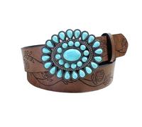 AGUTALITHIC Cinturón Western Flower Embossed para Mujeres Hombres Vaquera Cowboy País Cinturones con Hebilla Grabada Turquesa para Pantalones Vaqueros(120cm/47, Brown)