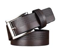AGUTALITHIC Cinturón Western Relieve Hebilla Plata Con Pines Cinturones De Piel Sintética De Cuadros Grabado Para Pantalones Vaqueros Y Vestidos(105cm/41, Coffee)
