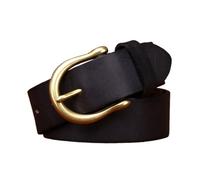 AGUTALITHIC Cinturones Vintage De Nobuk para Mujeres Hombres Cinturón Clásico Informal para Diario Cuero Auténtico Lavado Hebilla De Latón Macizo(110cm/43, Black)