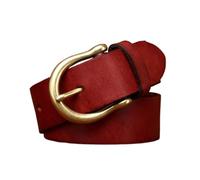 AGUTALITHIC Cinturones Vintage De Nobuk para Mujeres Hombres Cinturón Clásico Informal para Diario Cuero Auténtico Lavado Hebilla De Latón Macizo(125cm/49, Reddish Brown)